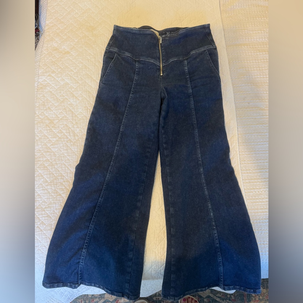 Pilcro Dark Indigo High-Rise Wide Leg Jeans
